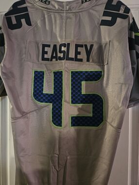Seahawks Easley 45 Football Jersey in Gray with Navy and Neon Green Accents